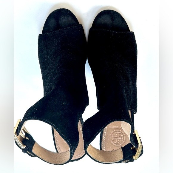 Tory Burch 'Brittania' Peep Toe Suede Bootie, black, size 9 - Picture 7 of 16